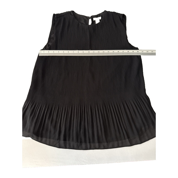 H&M Women’s M Whimsigoth Pleated Sleeveless Tunic Sheer Lined Blouse Boho Chic - Picture 6 of 8